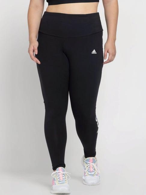 adidas black cotton printed sports tights