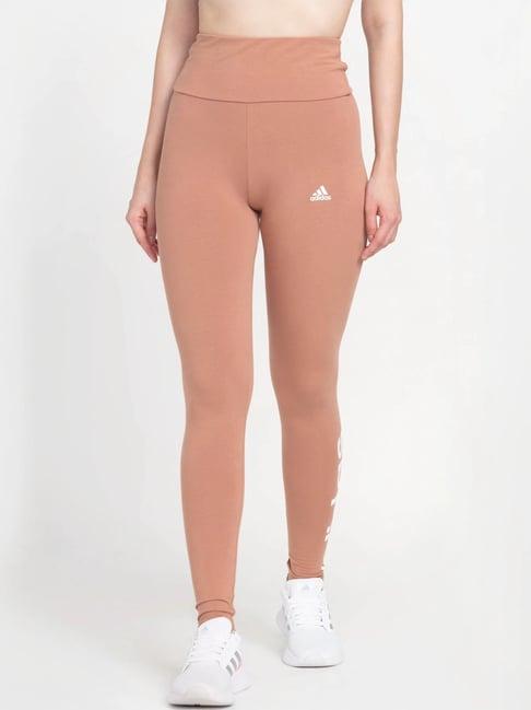 adidas brown cotton printed sports tights