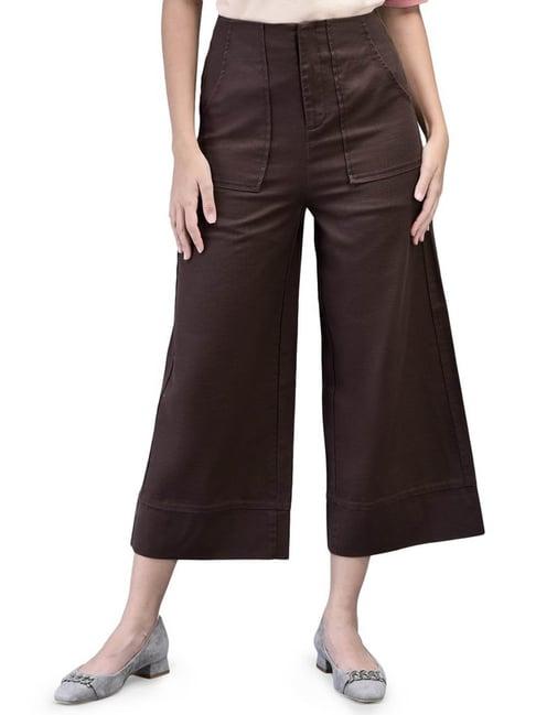 woodland brown relaxed fit mid rise trousers