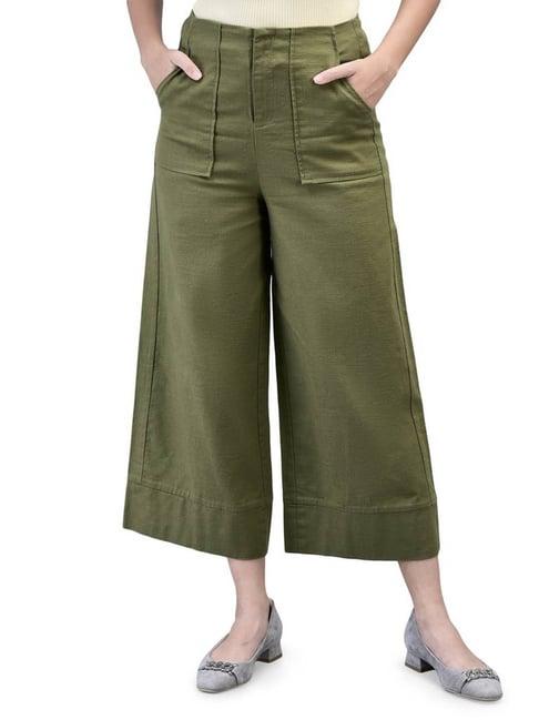 woodland green relaxed fit mid rise trousers