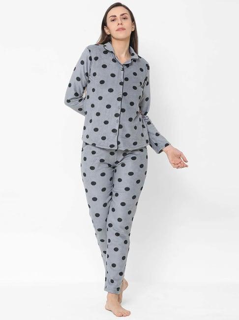 sweet dreams aop grey polka dots pyjama sets