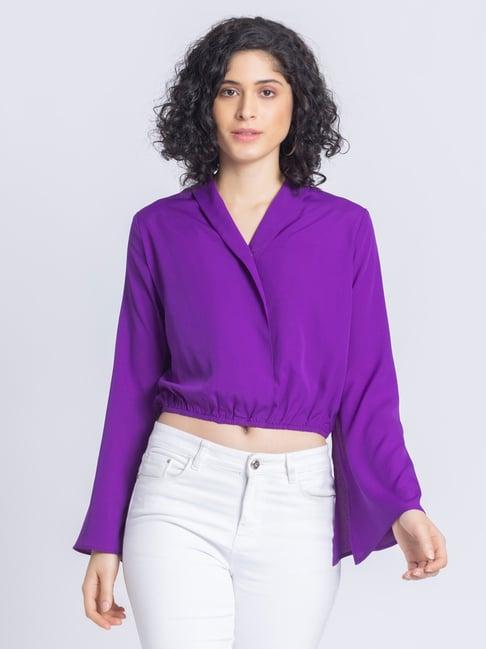 shaye purple regular fit crop top