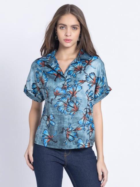 shaye blue floral print shirt