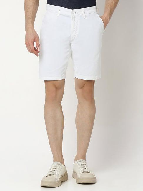 spykar white regular fit shorts