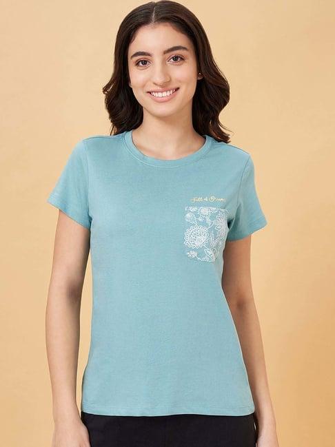 dreamz by pantaloons blue cotton printed t-shirt