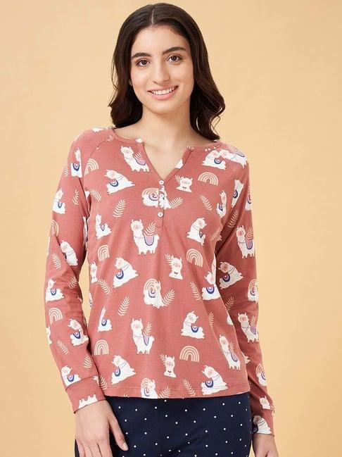 dreamz by pantaloons brown cotton printed t-shirt