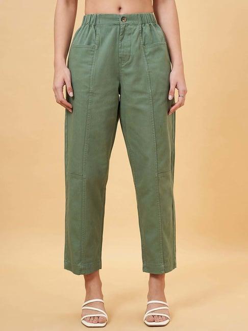 honey by pantaloons duck green cotton plain pants