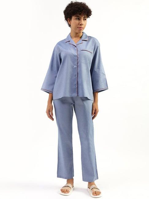 united colors of benetton blue shirt with pyjamas