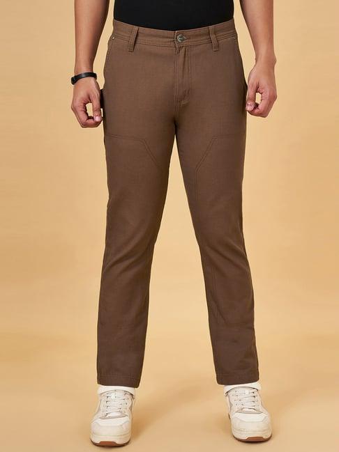 urban ranger by pantaloons brown regular fit trousers