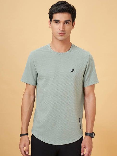 street 808 by pantaloons sage green regular fit texture t-shirt