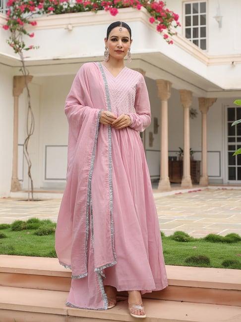 pheeta baby pink cotton kurta with pant & dupatta