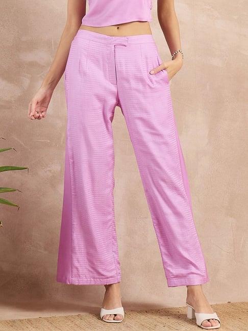 first resort by ramola bachchan purple button eco-chic vogue flared trouser