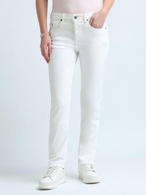 u.s. polo assn. white slim fit mid rise jeans