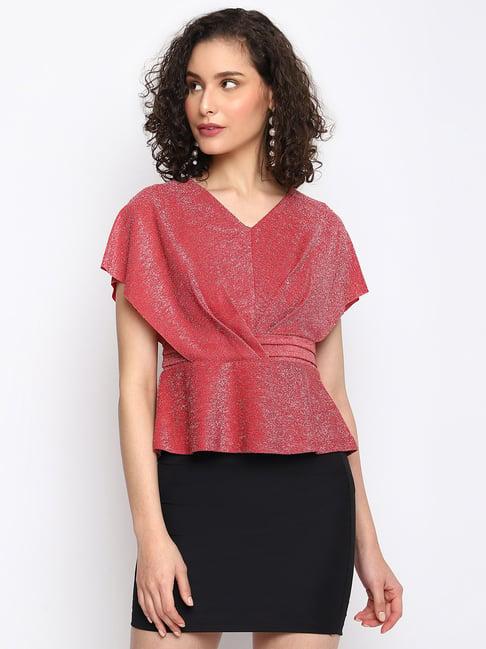 latin quarters red textured top