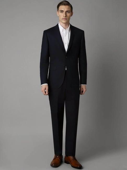 luxure by louis philippe navy slim fit self pattern two piece suit