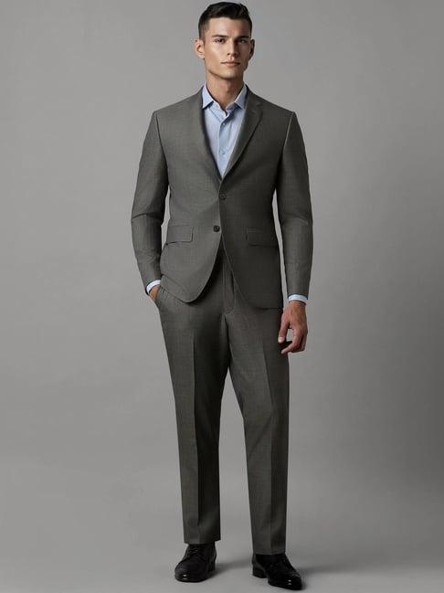 luxure by louis philippe grey slim fit self pattern two piece suit