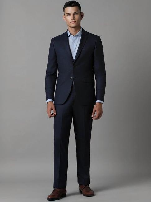 luxure by louis philippe navy slim fit self pattern two piece suit