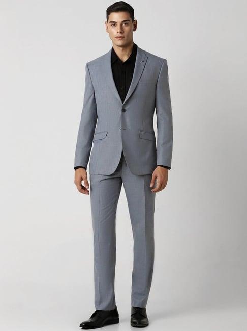 van heusen grey slim fit self pattern two piece suit