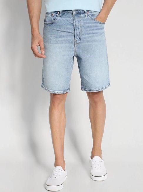 american eagle blue cotton regular fit denim shorts