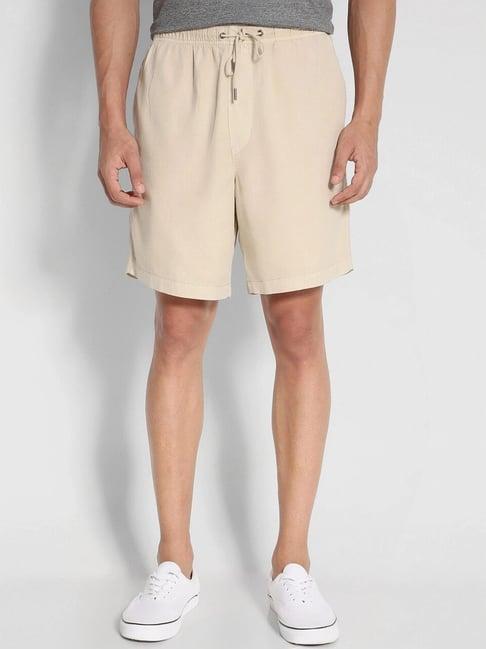 american eagle beige cotton regular fit shorts