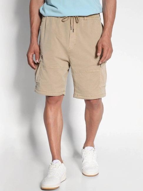 american eagle khaki cotton regular fit cargo shorts