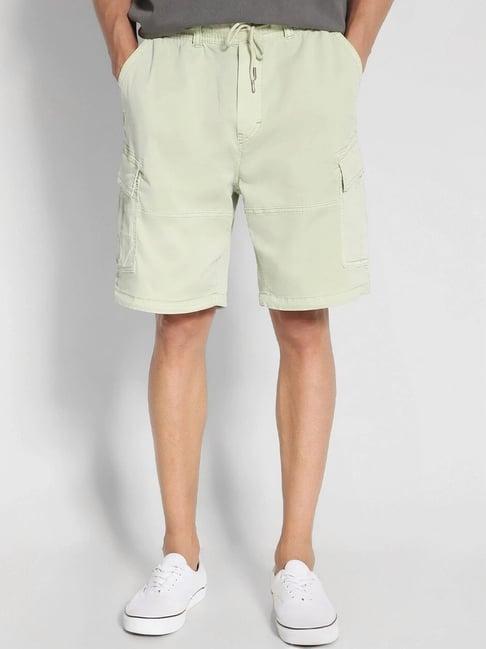 american eagle green cotton regular fit cargo shorts