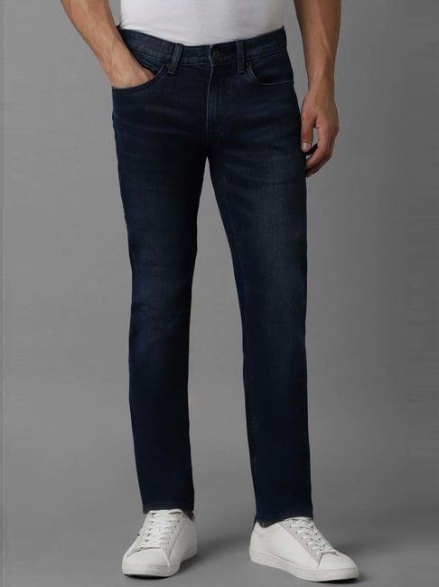 louis philippe jeans navy cotton slim fit jeans