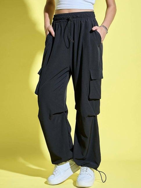 buynewtrend black high rise cargo pants