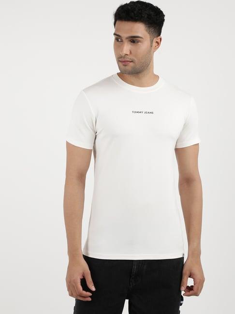 tommy hilfiger ancient white cotton skinny fit t-shirt