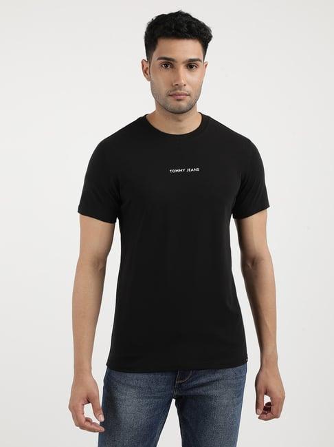 tommy hilfiger black cotton skinny fit t-shirt