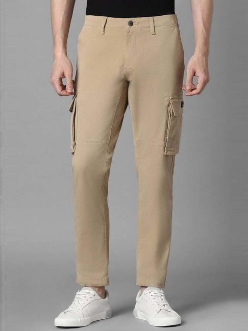 louis philippe jeans khaki cotton slim fit cargos