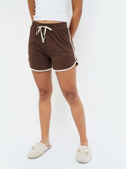 ginger by lifestyle brown cotton shorts