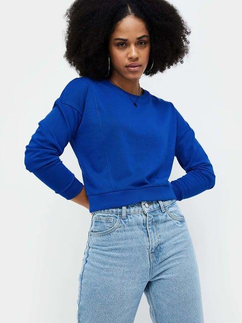 ginger by lifestyle blue plain sweatshirt