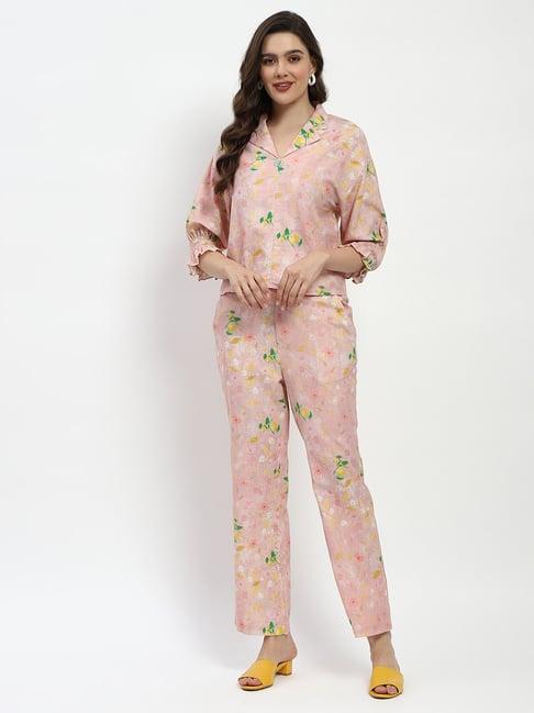 madame peach linen floral print co-ord set