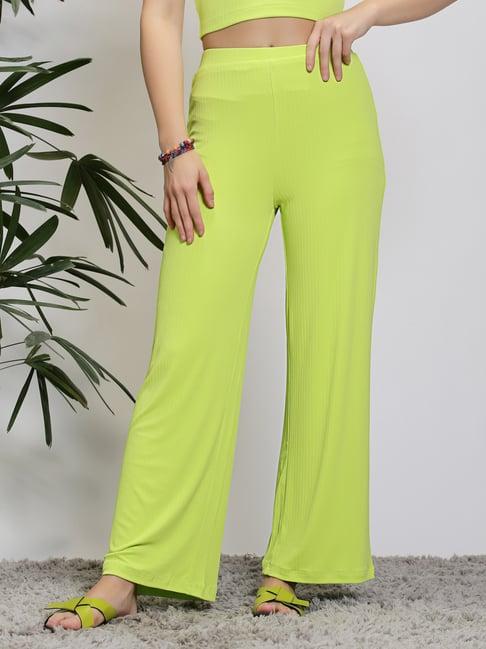 sera lime green regular fit high rise palazzos