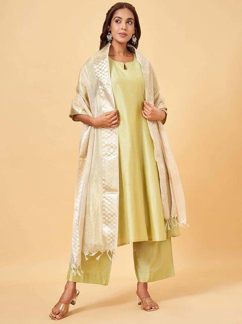 rangmanch by pantaloons golden woven pattern dupatta