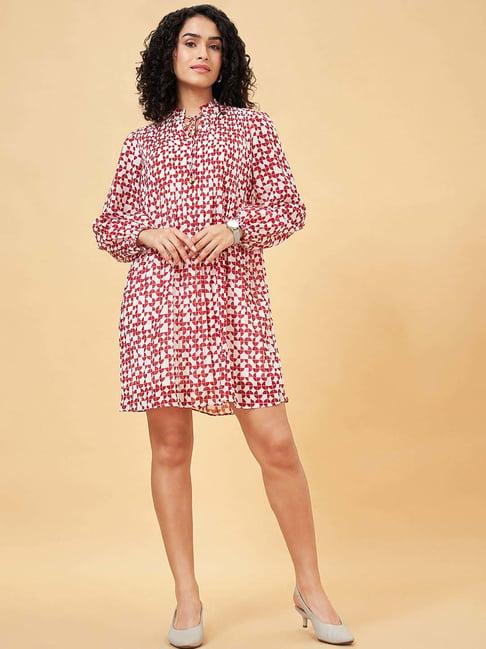 annabelle by pantaloons savvy red printed a-line dress