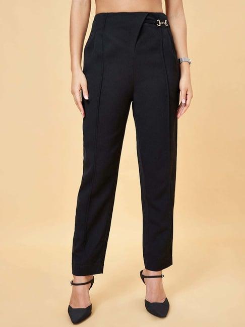 annabelle by pantaloons black plain trousers