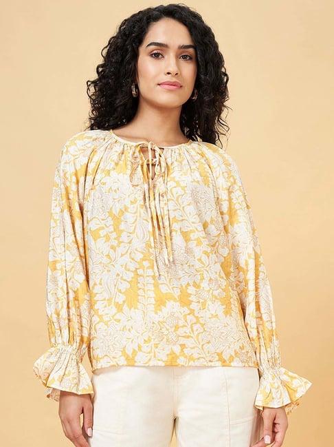 honey by pantaloons yellow printed top