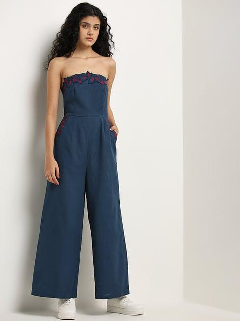 bombay paisley by westside navy embroidered cotton blend jumpsuit