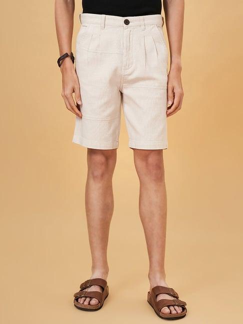 7 alt by pantaloons khaki cotton slim fit shorts