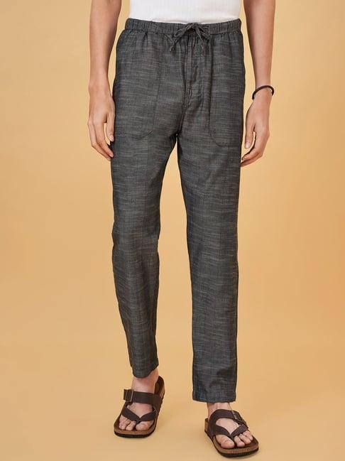 7 alt by pantaloons dark grey cotton comfort fit trousers