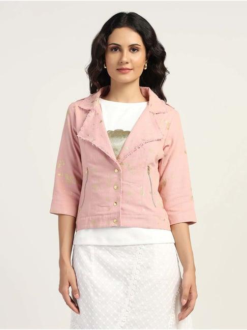 lela pink cotton printed jacket