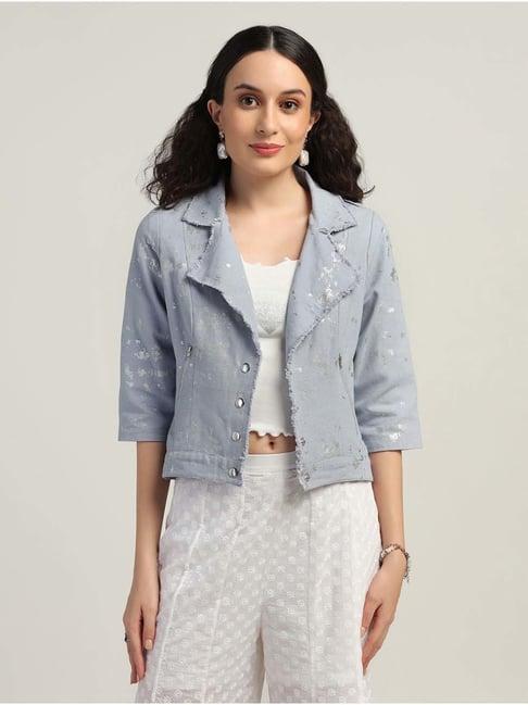 lela blue cotton printed jacket