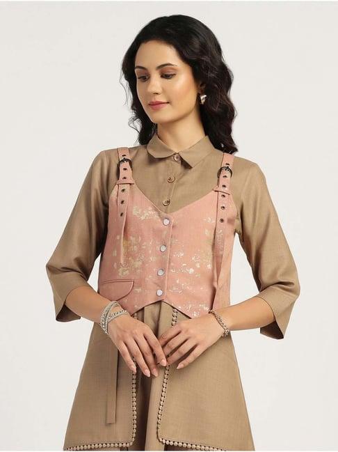 lela peach cotton printed jacket