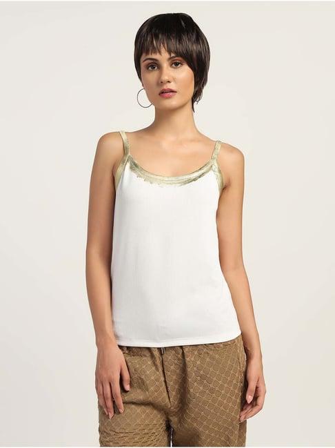 lela white cotton printed top