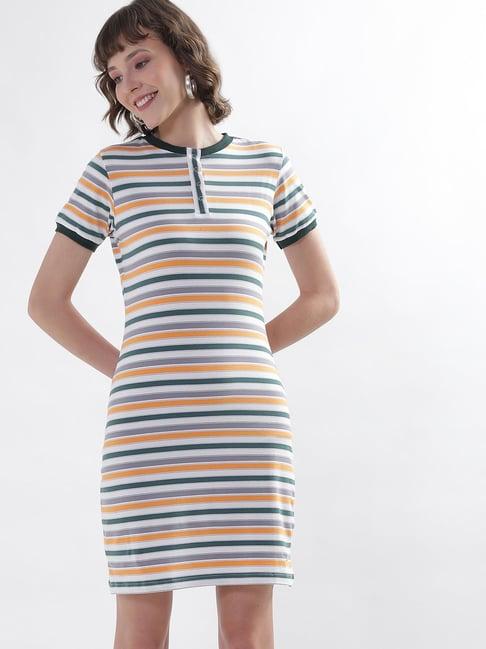 elle multicolor striped t-shirt dress