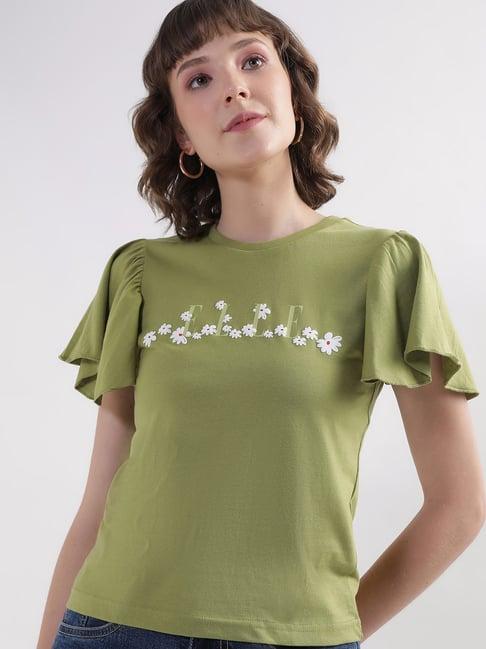 elle green floral print t-shirt