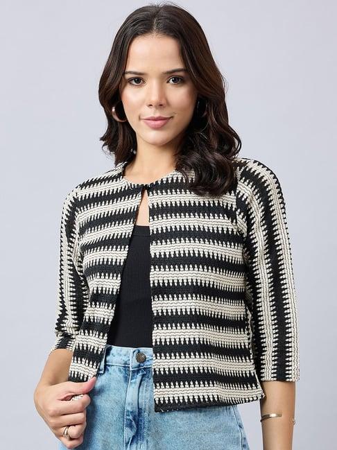 style quotient beige striped shrug