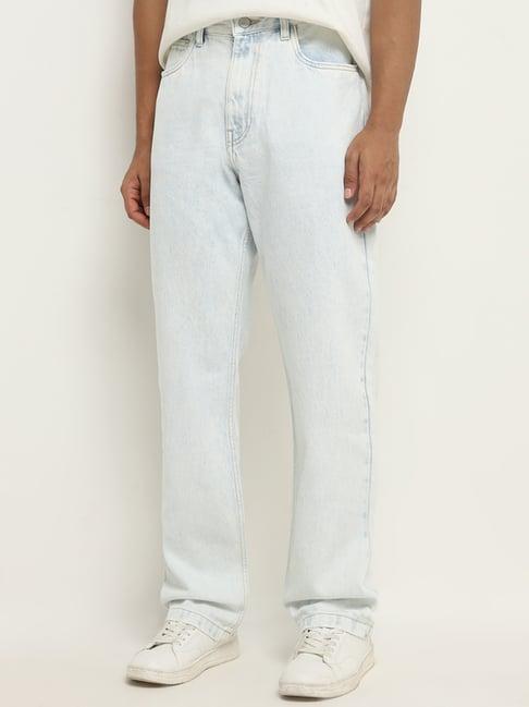 nuon by westside light blue relaxed-fit mid-rise jeans